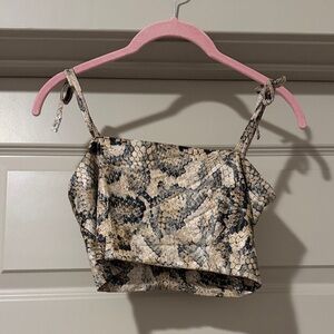 Snake Print Crop Top with Adjustable Straps